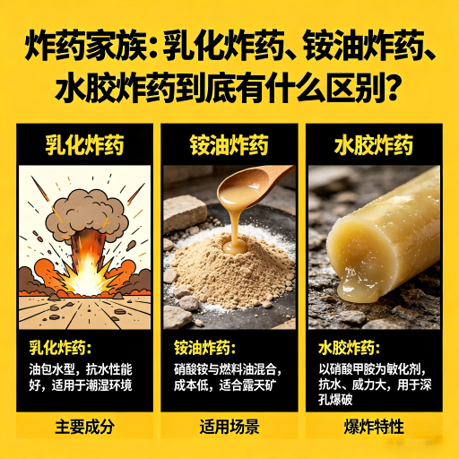 宁县炸药家族：乳化炸药、铵油炸药、水胶炸药到底有什么区别？